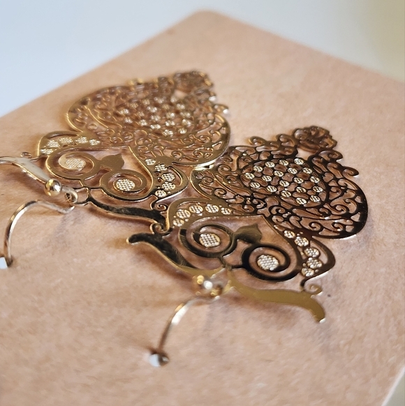 Golden Owl Hoop Earrings - Picture 4 of 12